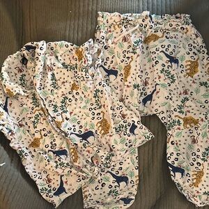 4T Art Class Multicolor Animal Print Pajama Set - 50% linen 50% cotton